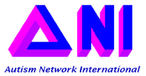 Logo de la Autism Network International. Iniciales ANI en colores magenta y violeta.